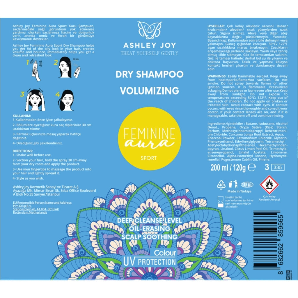 Ashley Joy Feminine Aura Sport Hair Perfume Effective Dry Shampoo 200 ml