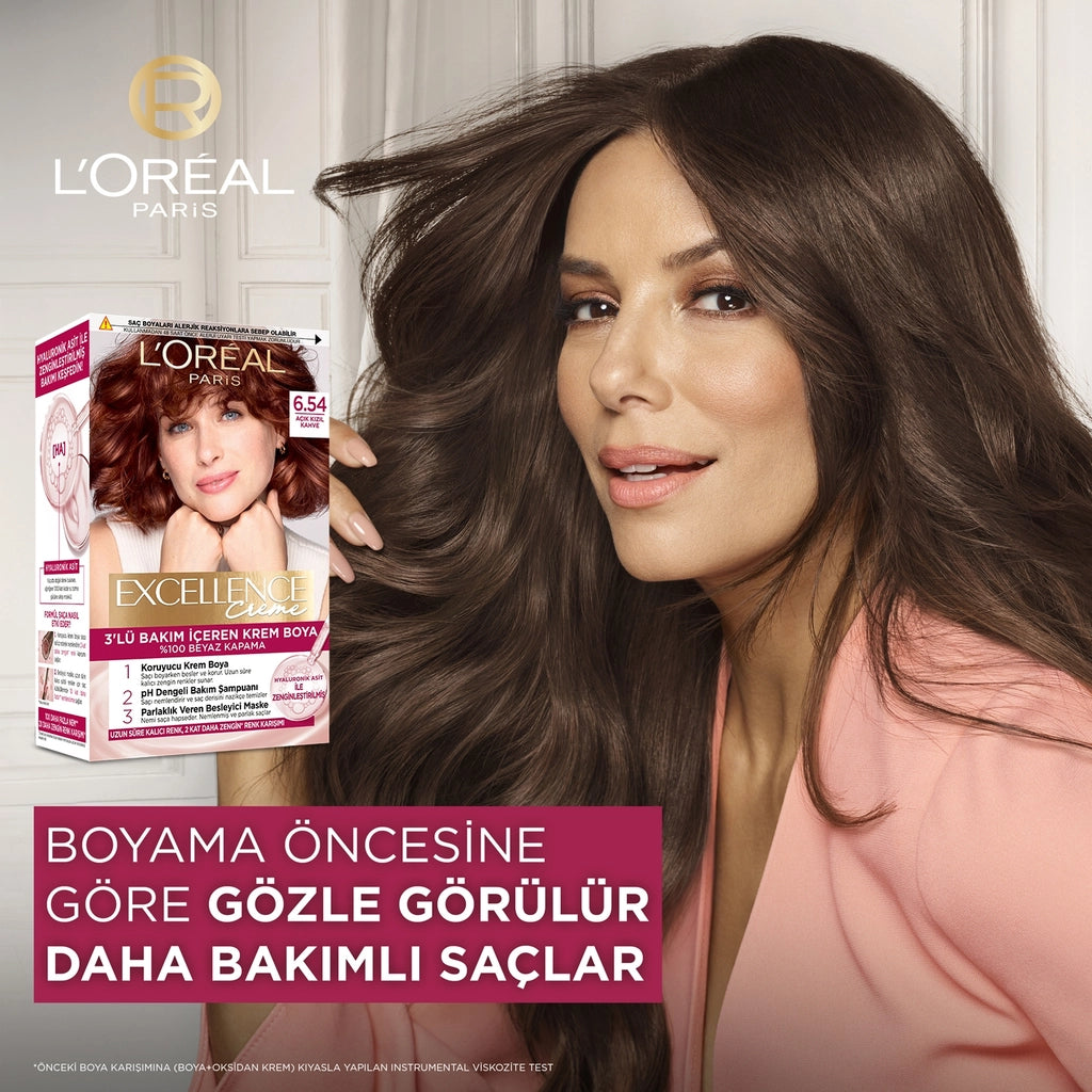 Loreal Paris Excellence Creme Hair Dye - 6.54 Light Red Brown