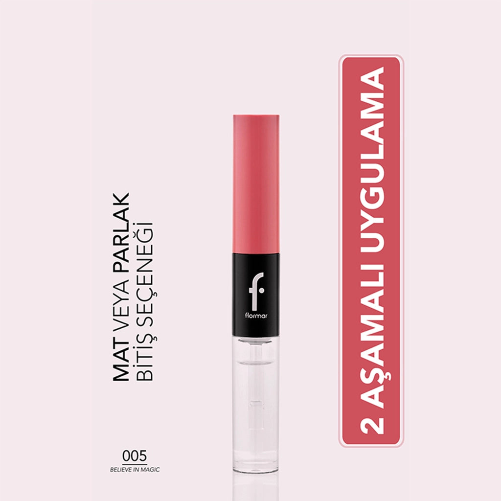 Flormar Duoglam Highly Pigmented & Long-Lasting Dual-End Lipstick 005 Believe in Magic