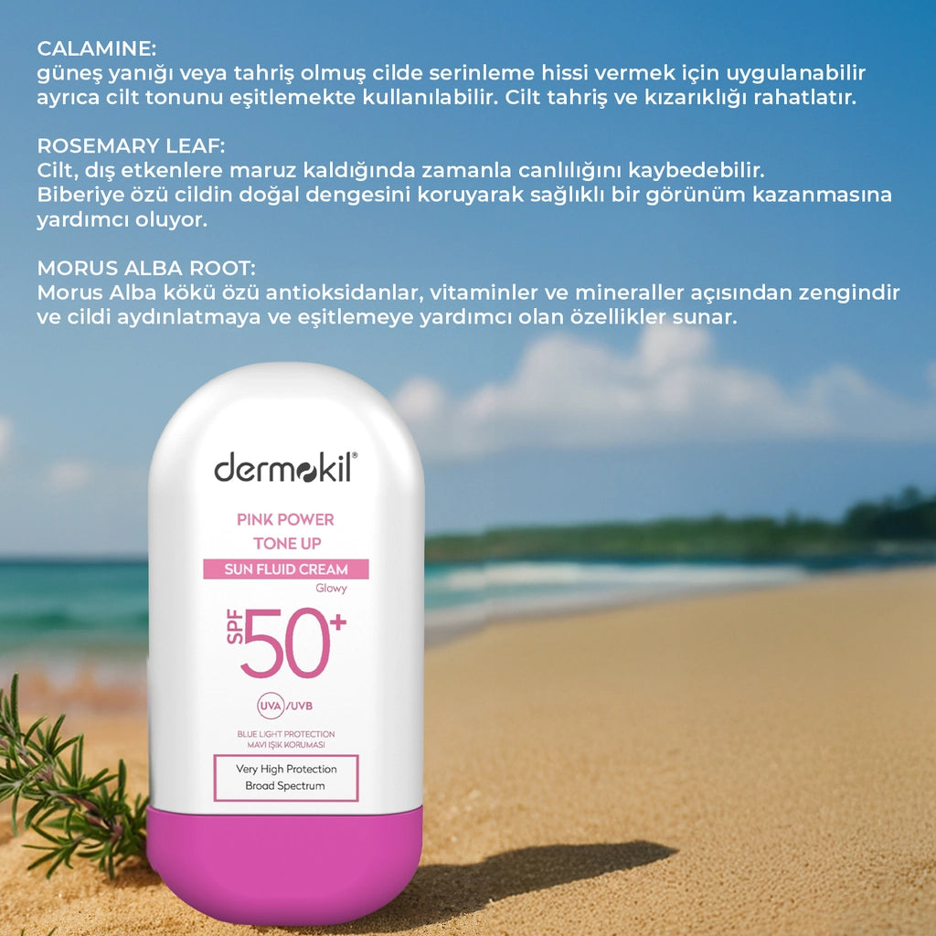 Dermokil Pink Power Tone Up Sun Fluid Cream 50+SPF 60 gr