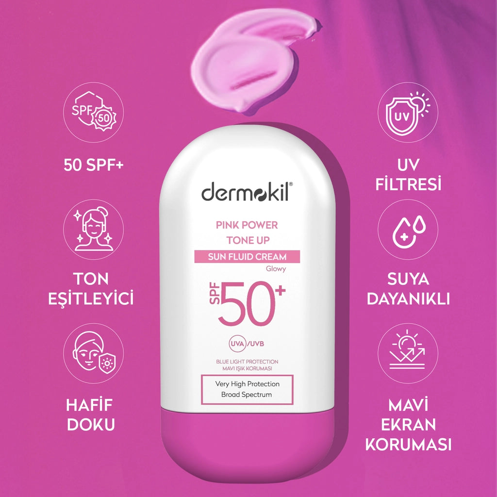 Dermokil Pink Power Tone Up Sun Fluid Cream 50+SPF 60 gr