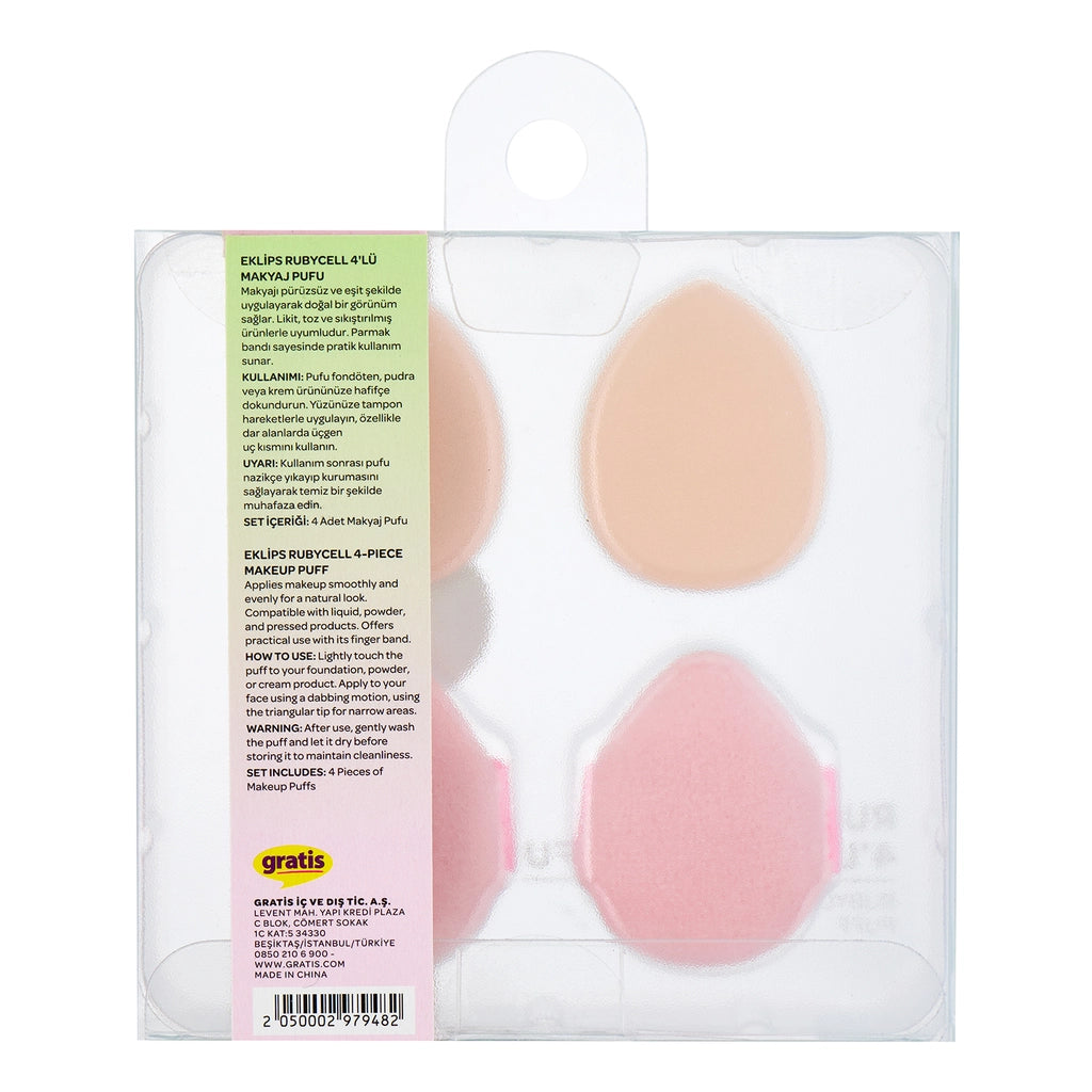 Eklips Rubycell Makeup Puff 4-pack