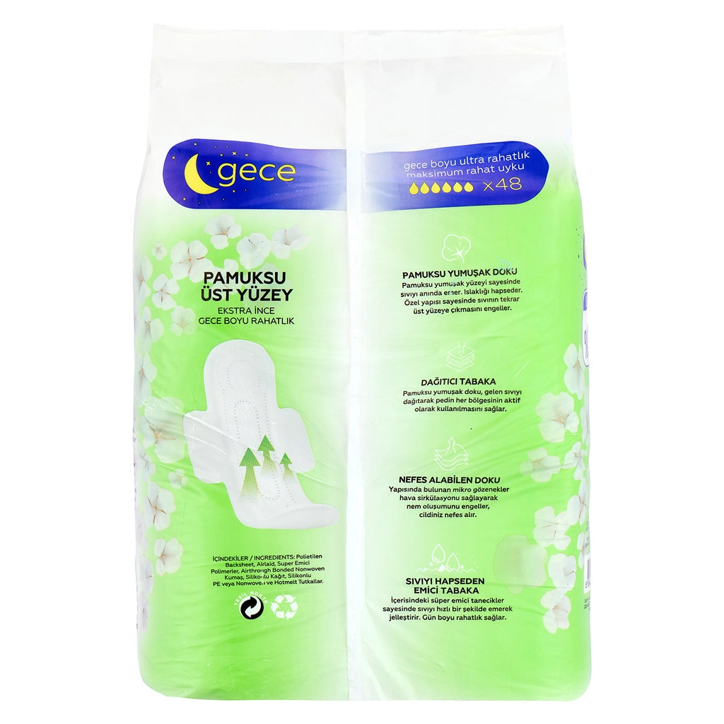 Benri Ultra Hygienic Pads Cotton Night 48 Pack