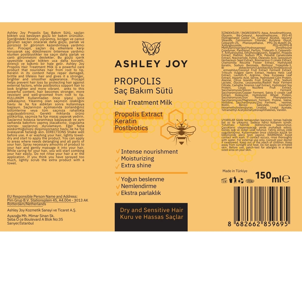 Ashley Joy Propolis Hair Care Milk for Dry and Sensitive Hair 150 ml