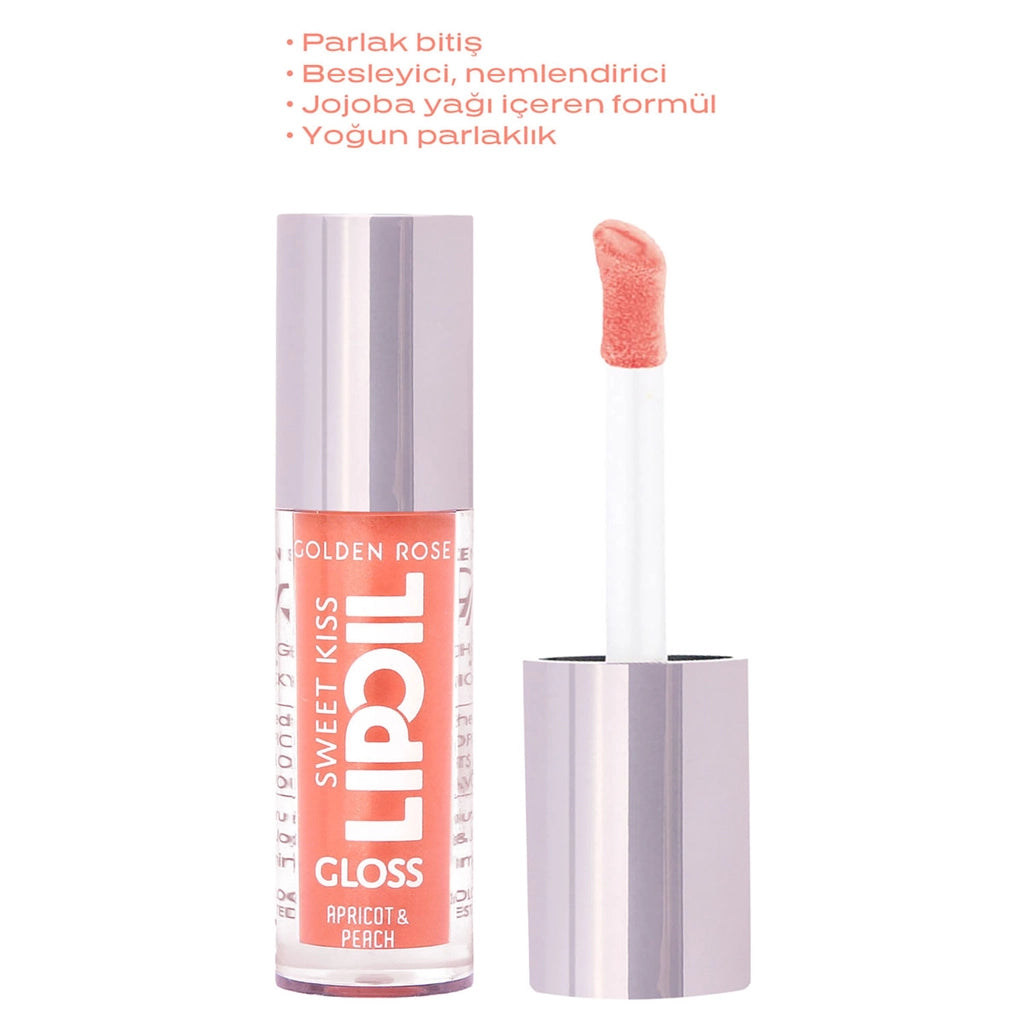 Golden Rose Sweet Kiss Lip Oil Gloss Lip Gloss No: 02 Apricot & Peach