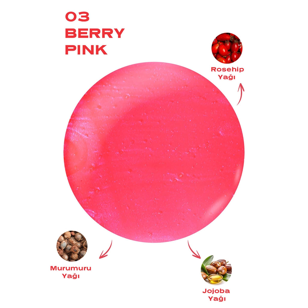 Golden Rose Sweet Kiss Lip Oil Gloss Lip Gloss No: 03 Berry Pink