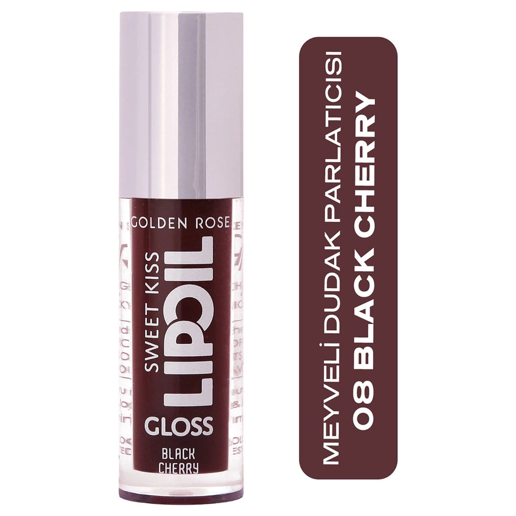Golden Rose Sweet Kiss Lip Oil Gloss Lip Gloss No: 08 Black Cherry