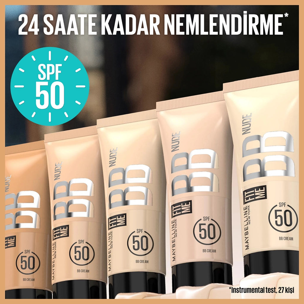 Maybelline New York Fit Me Nude Skin Care Effective Moisturizer SPF50 BB Cream 50