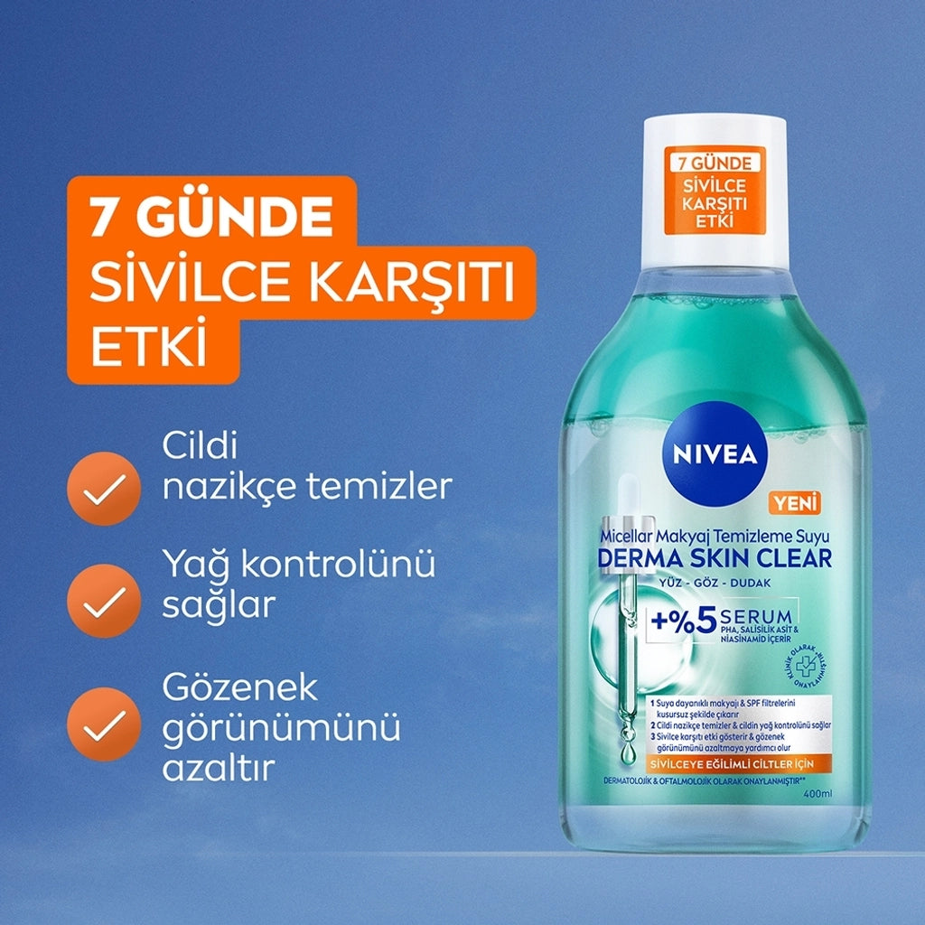 Nivea Derma Skin Clear Serum Effective Dual Phase Micellar Makeup Cleansing Water 400 ml