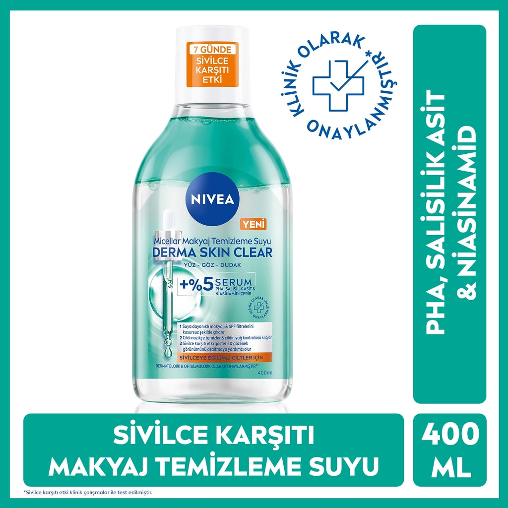 Nivea Derma Skin Clear Serum Effective Dual Phase Micellar Makeup Cleansing Water 400 ml