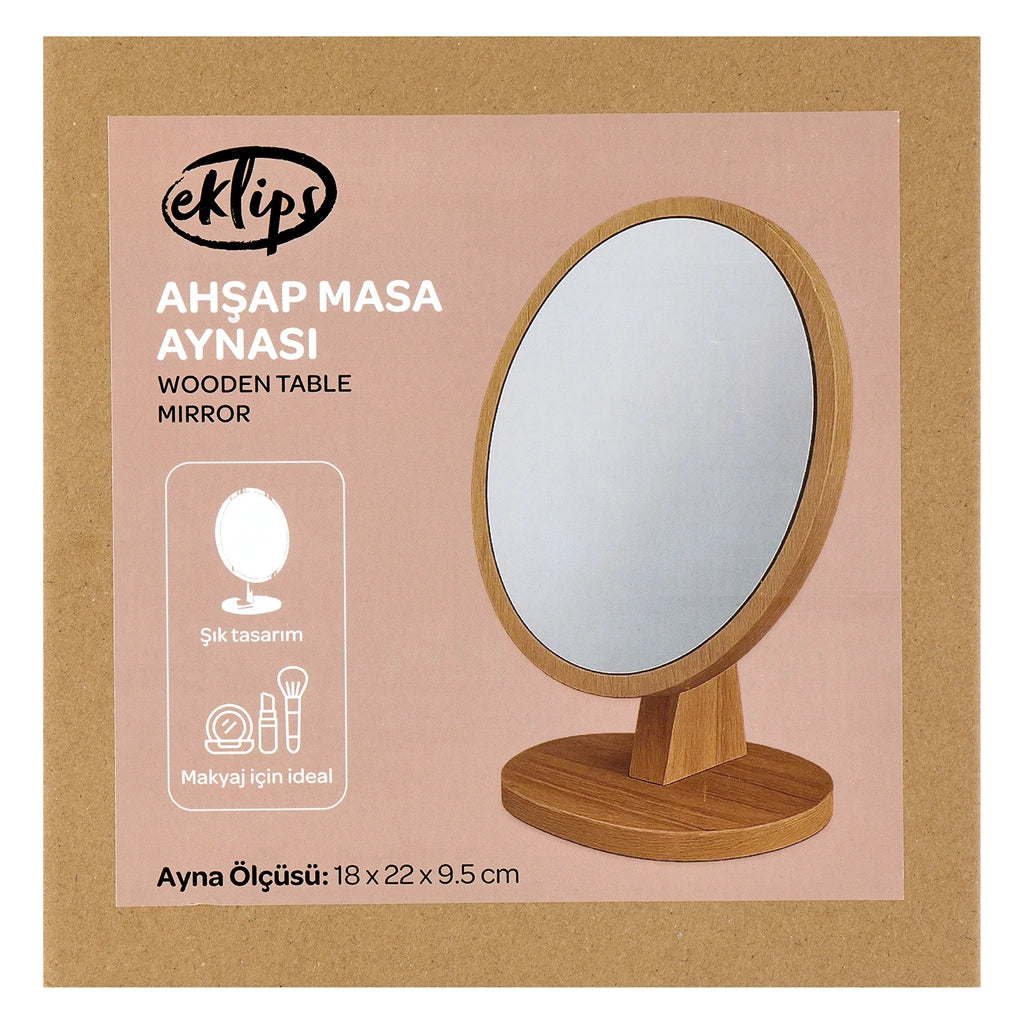 Eklips Wooden Table Mirror Round