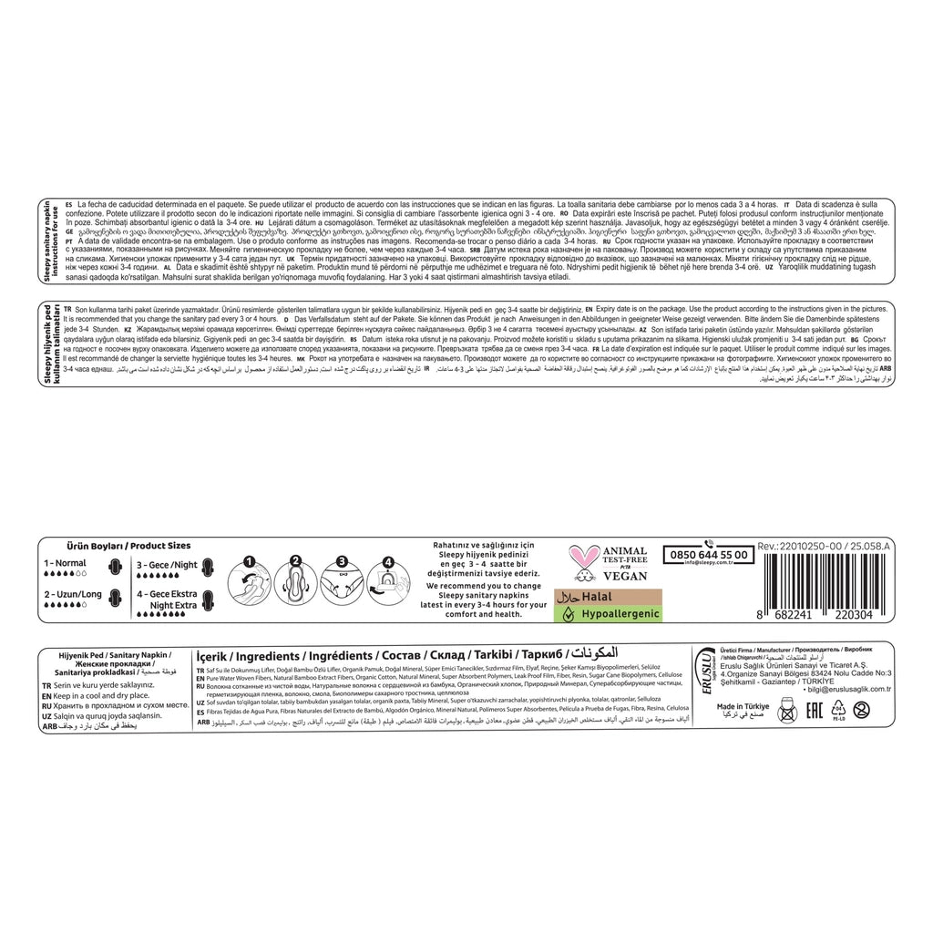Sleepy Bio Natural Premium Plus+ (Size 3) Eco Night Hygienic Pads 10 Pack