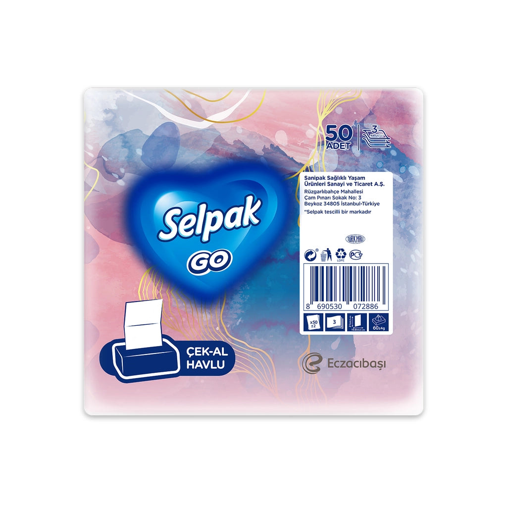 Selpak Go Hand Face Towels 50 Pcs Travel Size (Assorted)