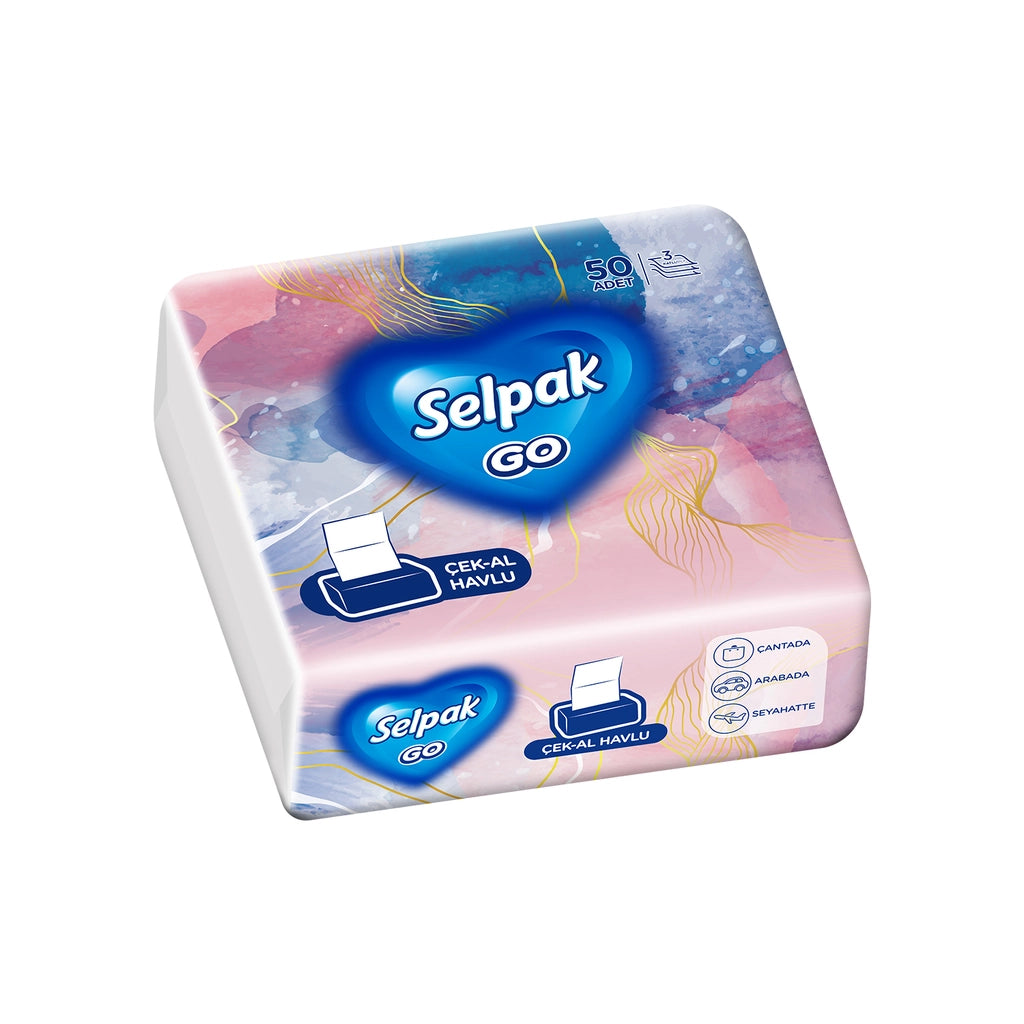 Selpak Go Hand Face Towels 50 Pcs Travel Size (Assorted)