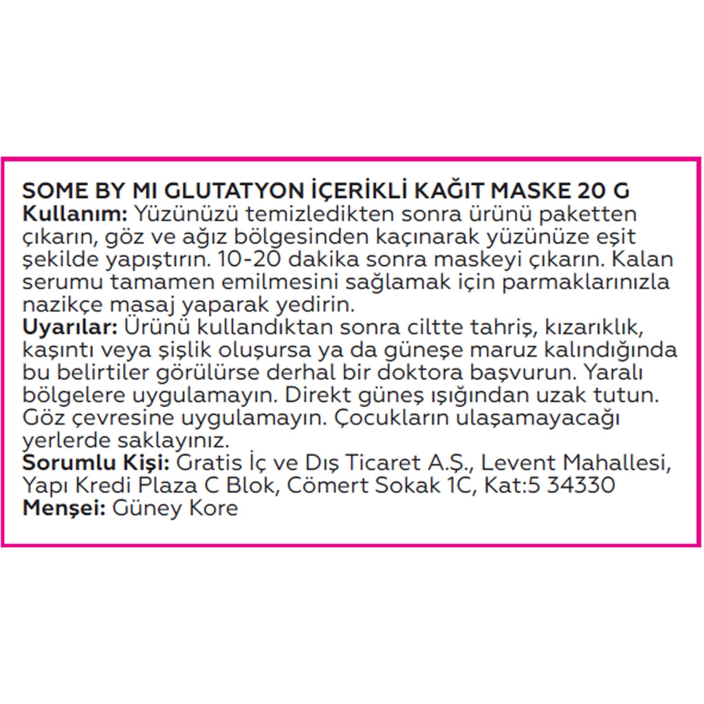 Some By Mi Paper Face Mask with Glutathione 20 gr