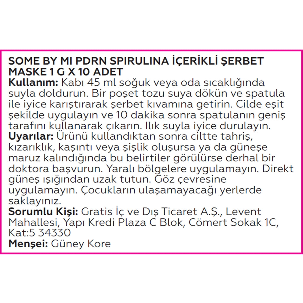 Some By Mi PDRN Sherbet Face Mask with Spirulina 1 gr x 10 Pieces