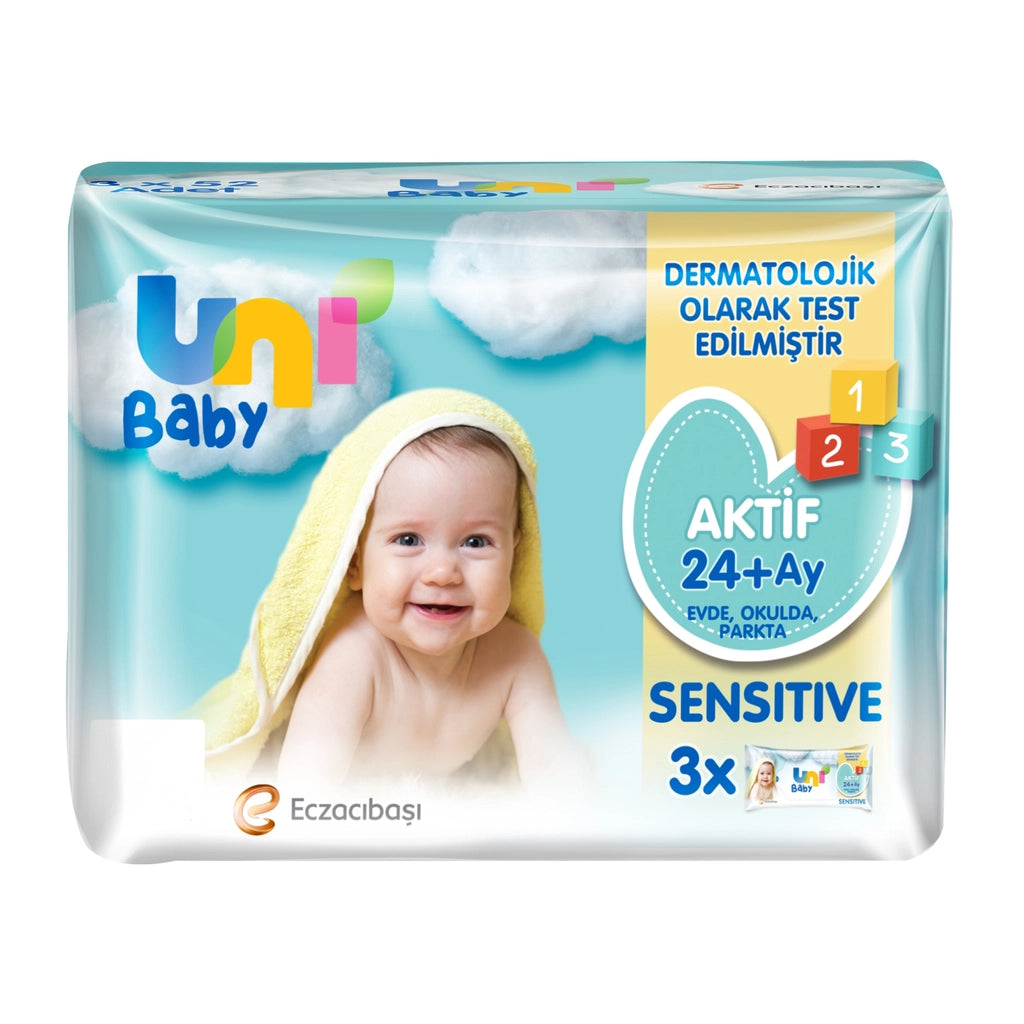 Uni Baby Active Sensitive Baby & Kids Wet Wipes 3 x 52 Pcs