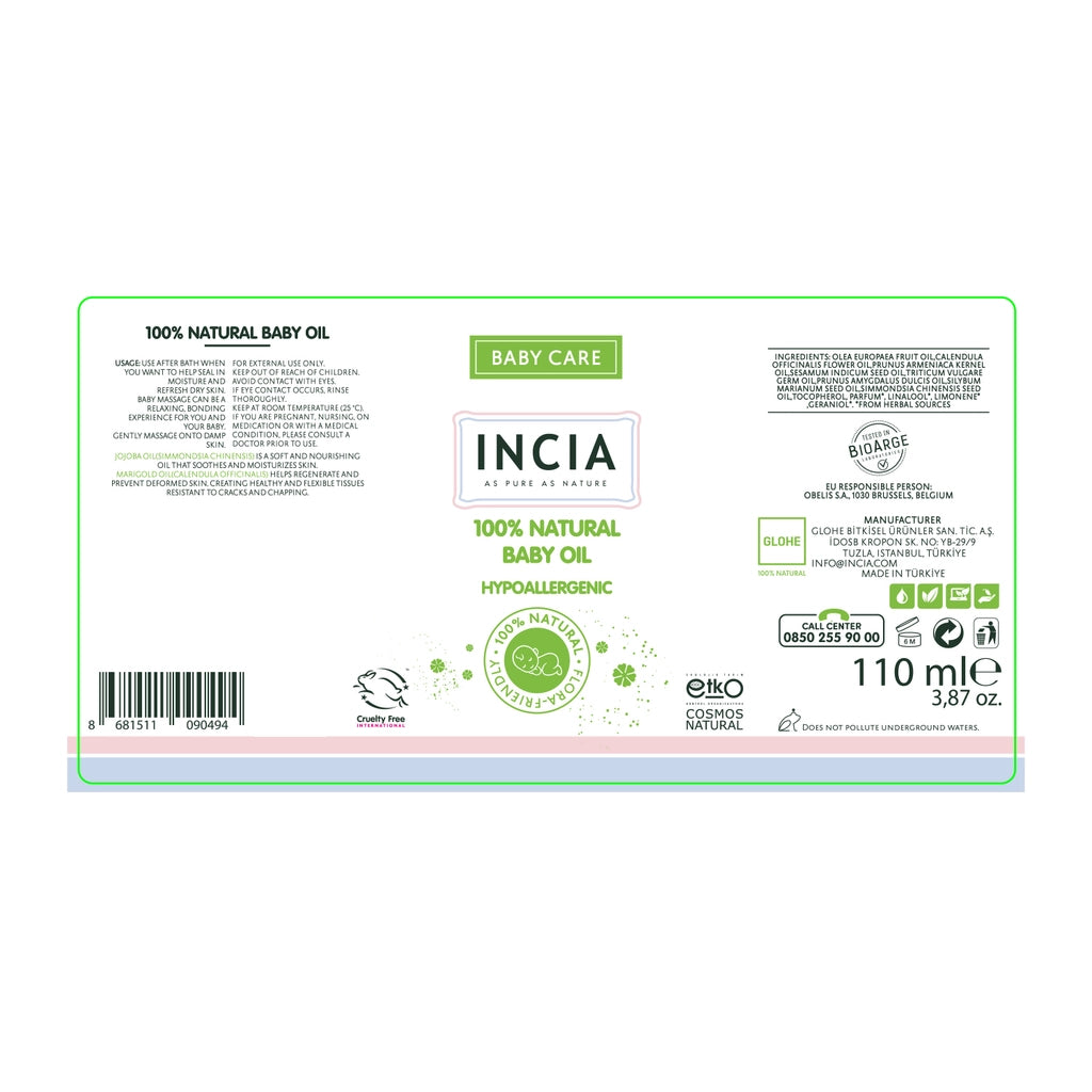 Incia 100% Natural Baby Oil 110 ml