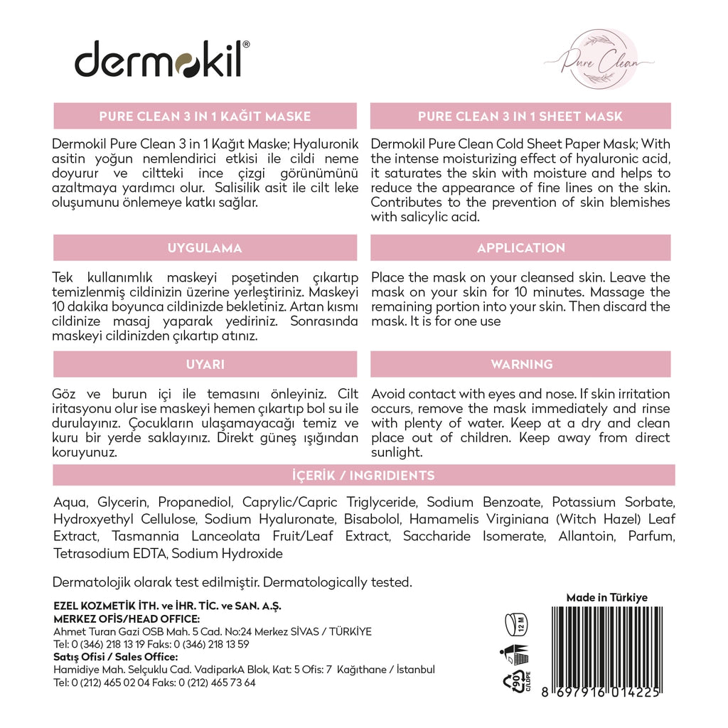 Dermokil Pure Clean 3in1 Paper Mask 23 ml