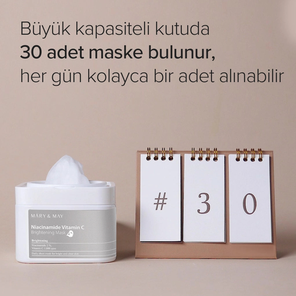 Mary & May Brightening Paper Face Mask with Niacinamide and Vitamin C 30 Pieces