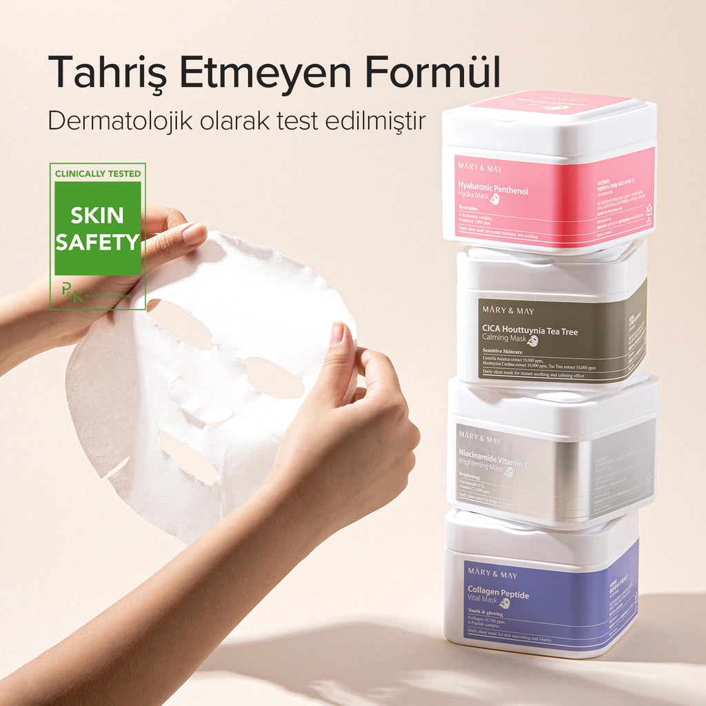 Mary & May Brightening Paper Face Mask with Niacinamide and Vitamin C 30 Pieces