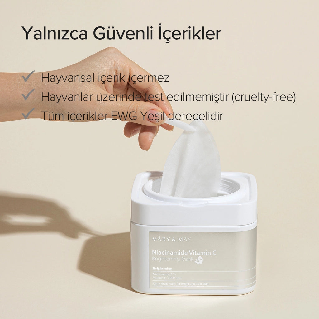 Mary & May Brightening Paper Face Mask with Niacinamide and Vitamin C 30 Pieces