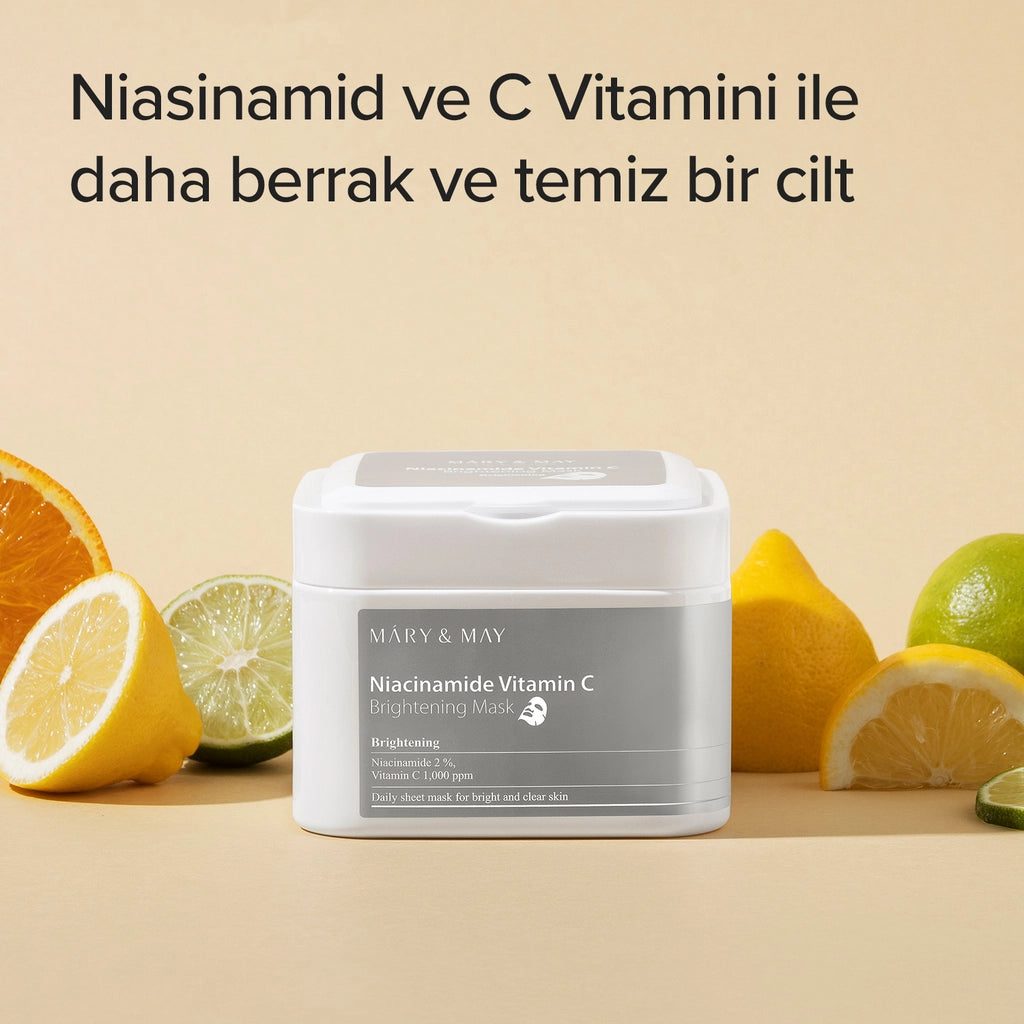 Mary & May Brightening Paper Face Mask with Niacinamide and Vitamin C 30 Pieces