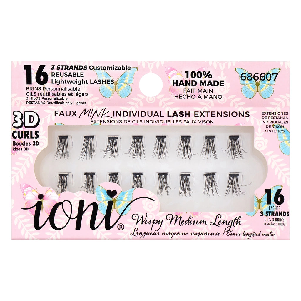IONI 3D Single False Eyelashes Medium Fine Tip 16pcs