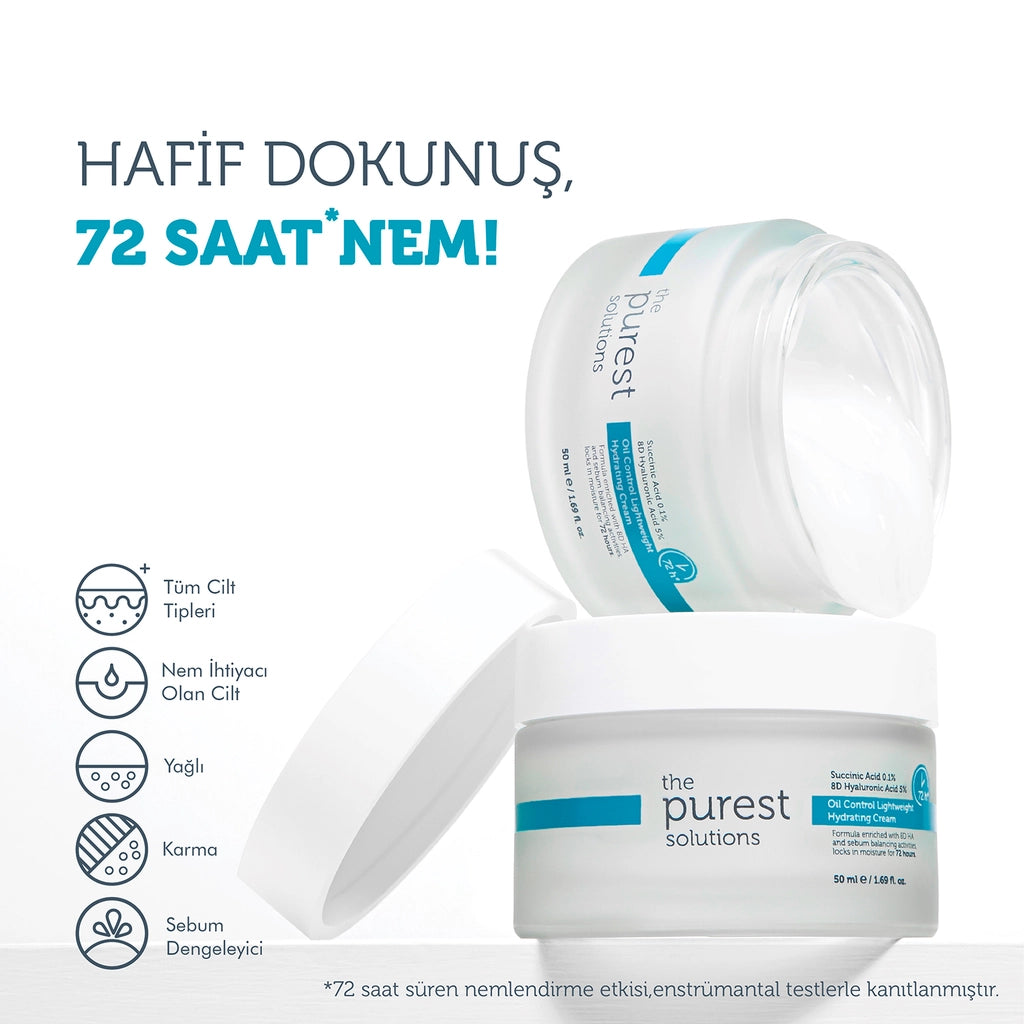 The Purest Solutions 72 Hour Effective Sebum Balancing Water Based Daily Moisturizing Cream 50 ml