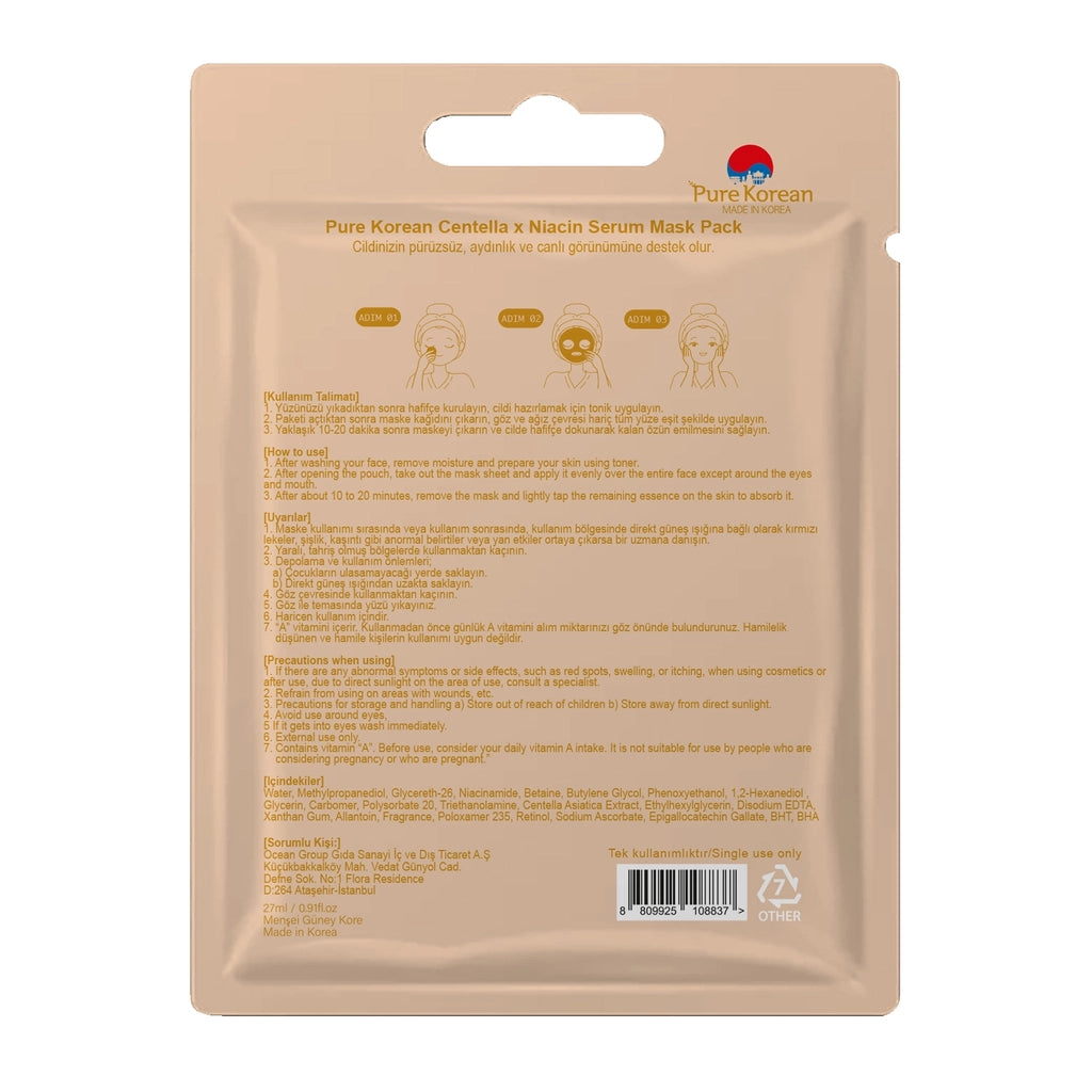 Pure Korean Centella x Niacin Serum Face Mask