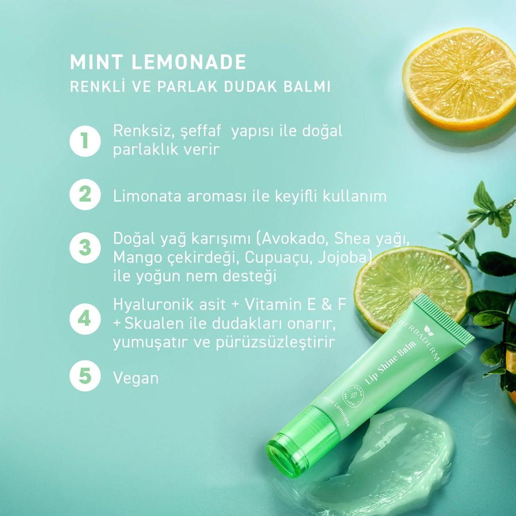 Herbaderm Glossy Lip Balm Lemonade Flavored 10 ml (With Keychain Gift)