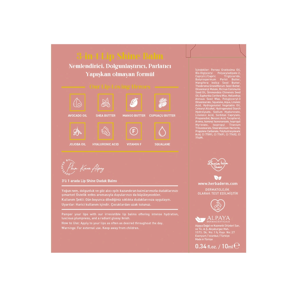 Herbaderm Glossy Lip Balm Coco Vanilla Flavored 10 ml (Keychain Gift)