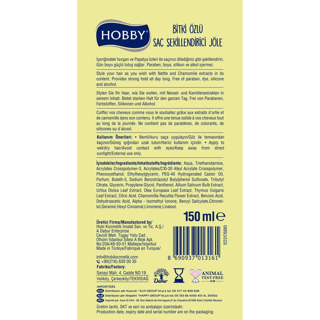 Hobby Herbal Hair Styling Gel Nettle & Chamomile 150 ml