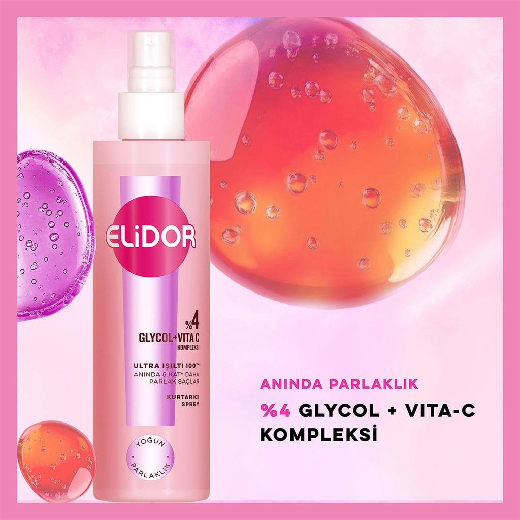 Elidor Ultra Shine Hair Care Set (Shampoo 200 ml + Rescue Spray 200 ml + Shine Serum 90 ml)