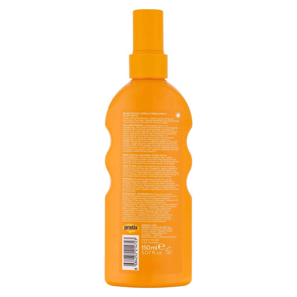 Benri SPF50 Sun Spray with Matcha 150 ml