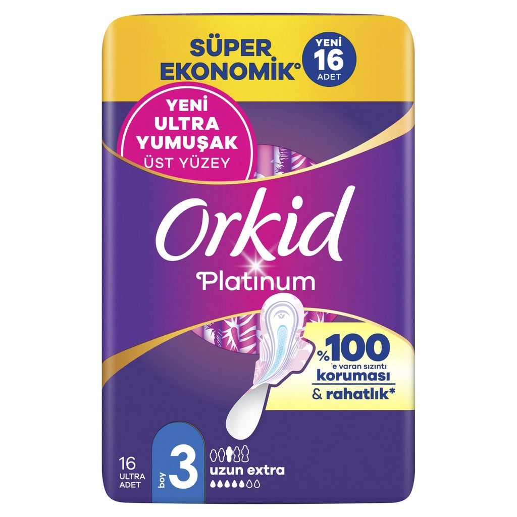 Orkid Platinum Long Extra (Size 3) Sanitary Pads 16 Pieces