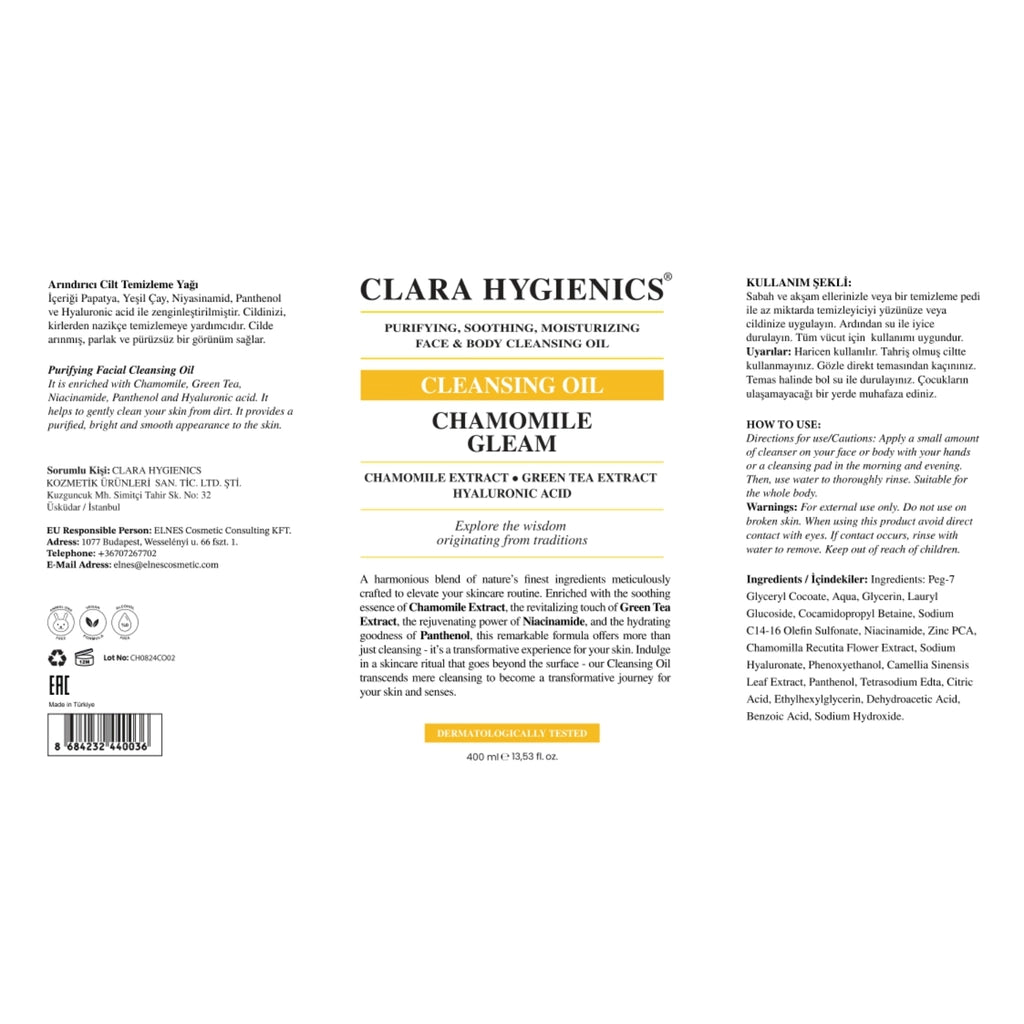 Clara Hygienics Chamomile Gleam Cleansing Oil 400 ml