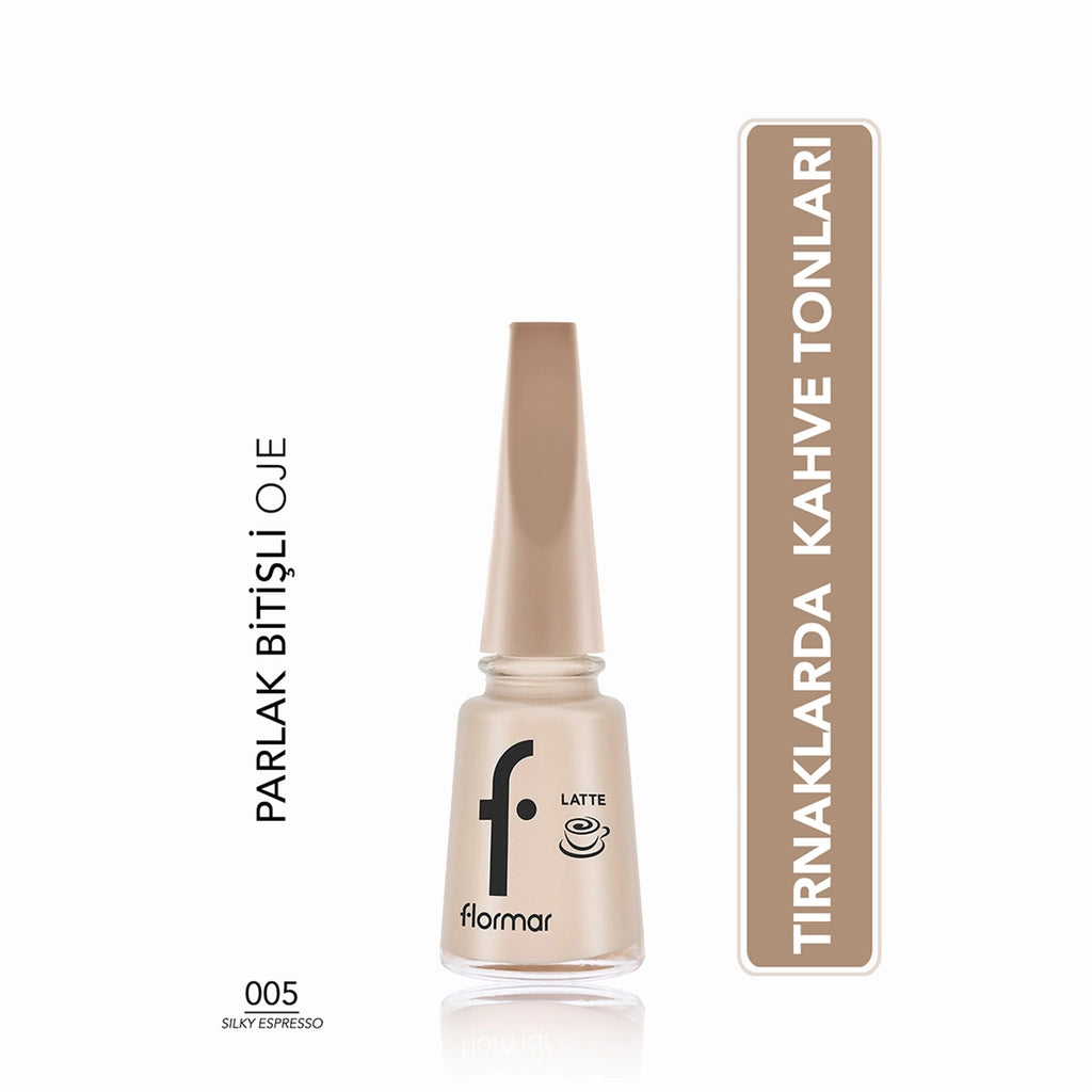 Flormar Intense Color and Shiny Look Brown Tone Nail Polish 001 Vanilla Cream