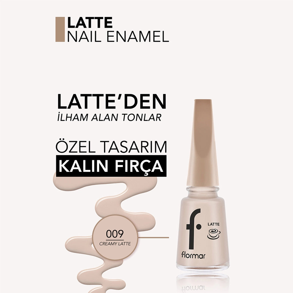 Flormar Intense Color, Shiny Look Brown Tone Nail Polish 009 Creamy Latte