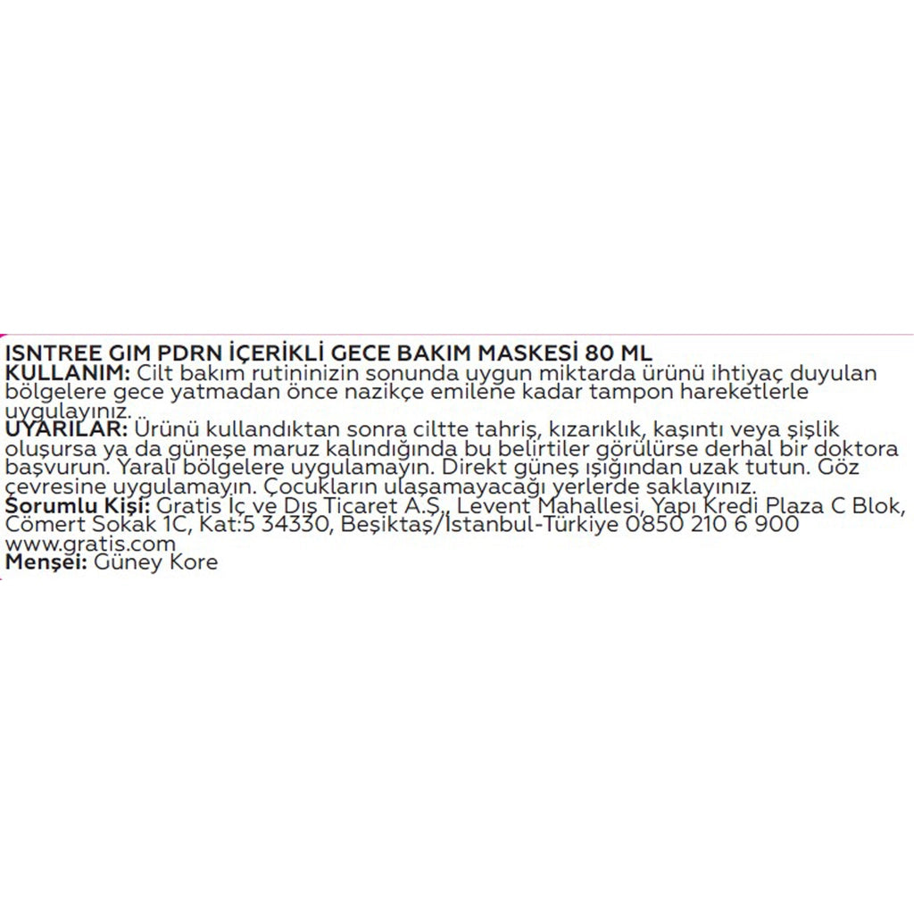Isntree GIM Night Care Mask with PDRN Content 80 ml