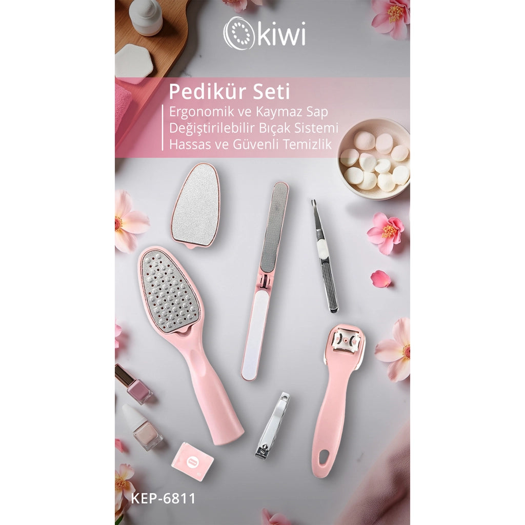 Kiwi Foot Pedicure Set (Rasp, Sandpaper, Callus Removal and Nail Care Kit) KEP-6811