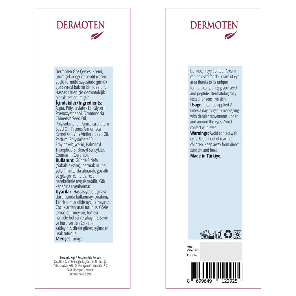 Dermoten Anti-Wrinkle and Brightening Eye Contour Under-Eye Cream 15 ml