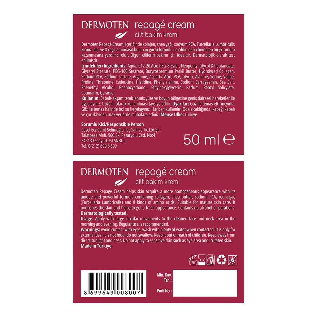 Dermoten Repage Collagen & Red Algae Anti-Aging Skin Care Cream 50 ml