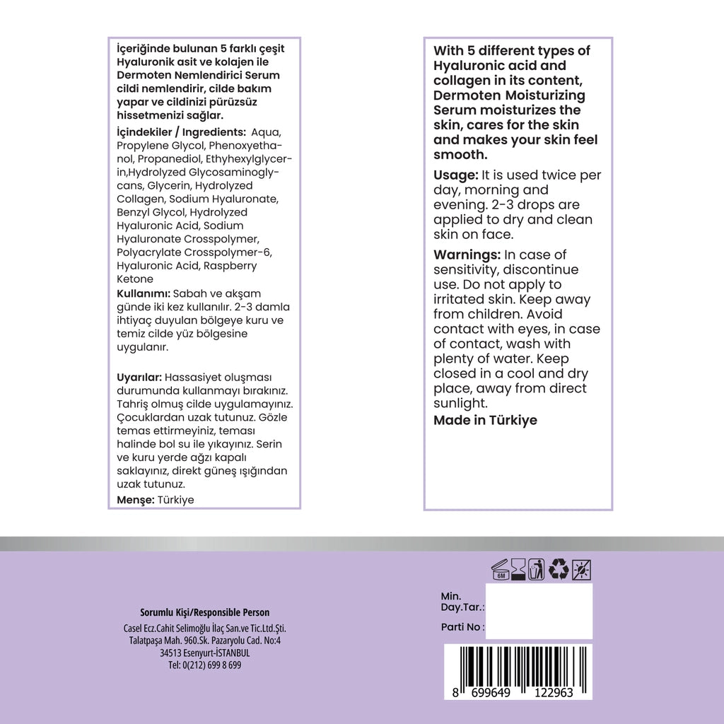 Dermoten Moisturizing Hyaluronic Acid Serum 30 ml