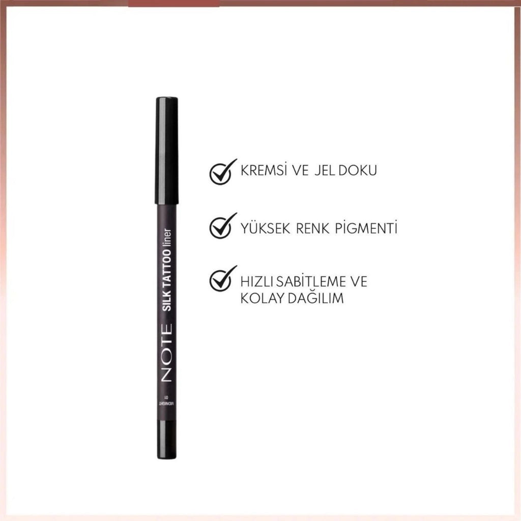 Note Silk Tattoo Liner Waterproof Silky Gel Eye Pencil 01 Midnight