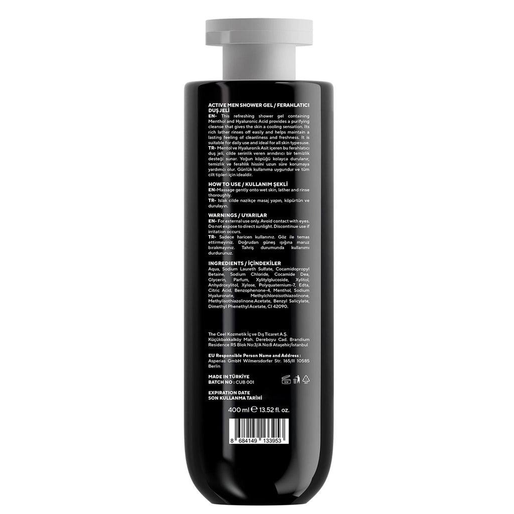 The Ceel Ceelux Active Men Menthol and Hyaluronic Acid Refreshing Effective Shower Care Gel 400 ml