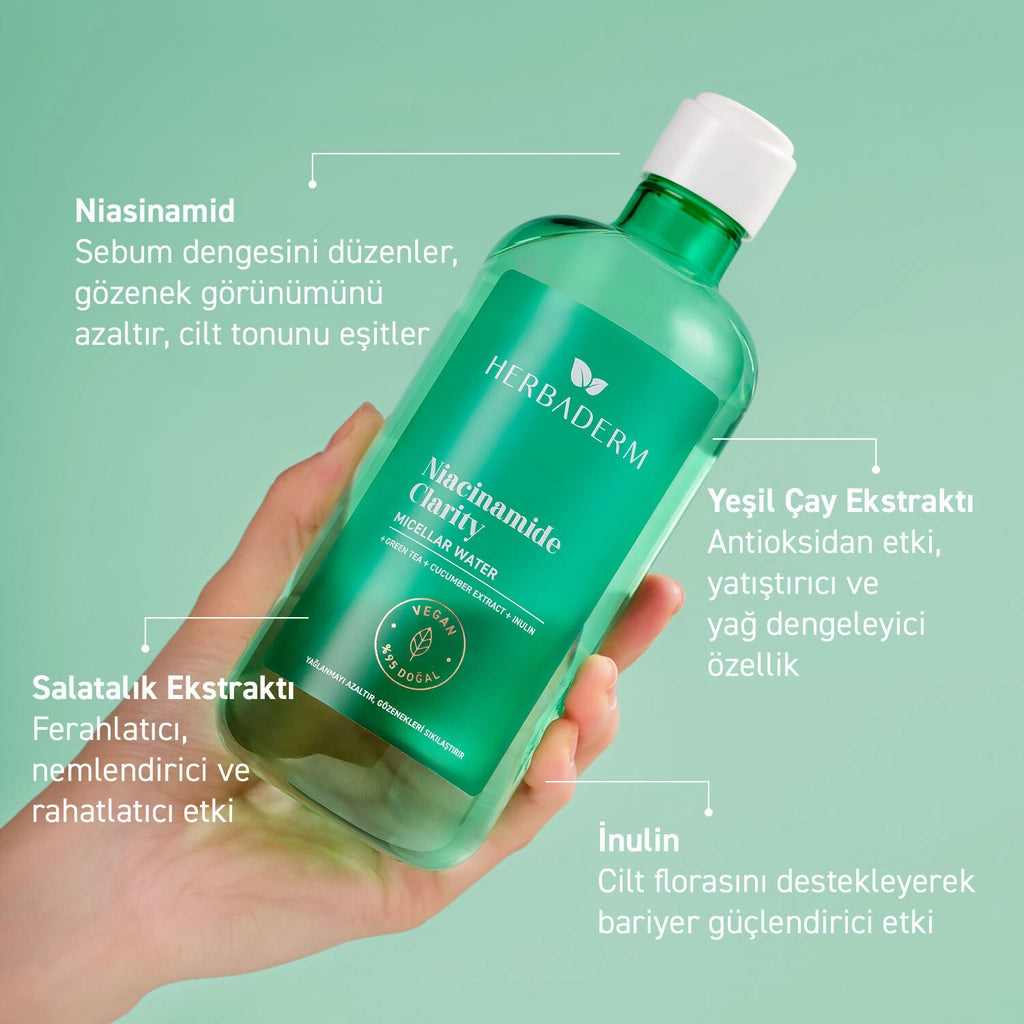 Herbaderm Niacinamide Clarity Anti-Acne Micellar Makeup Cleansing Water 500 ml