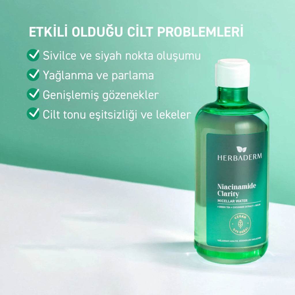 Herbaderm Niacinamide Clarity Anti-Acne Micellar Makeup Cleansing Water 500 ml