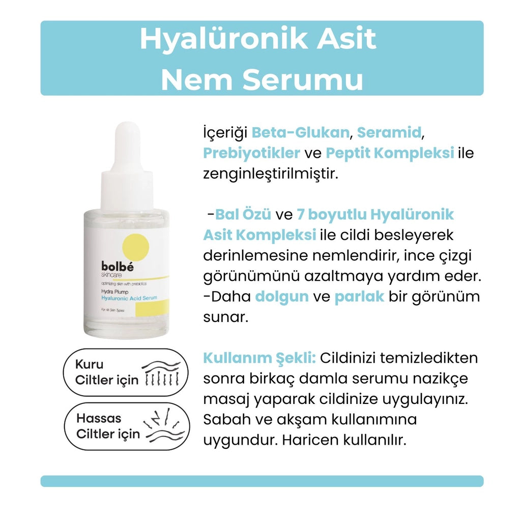 Bolbe Intensive Moisturizing, Plumping, Anti-Wrinkle Hyaluronic Acid Face Serum with Peptide 30