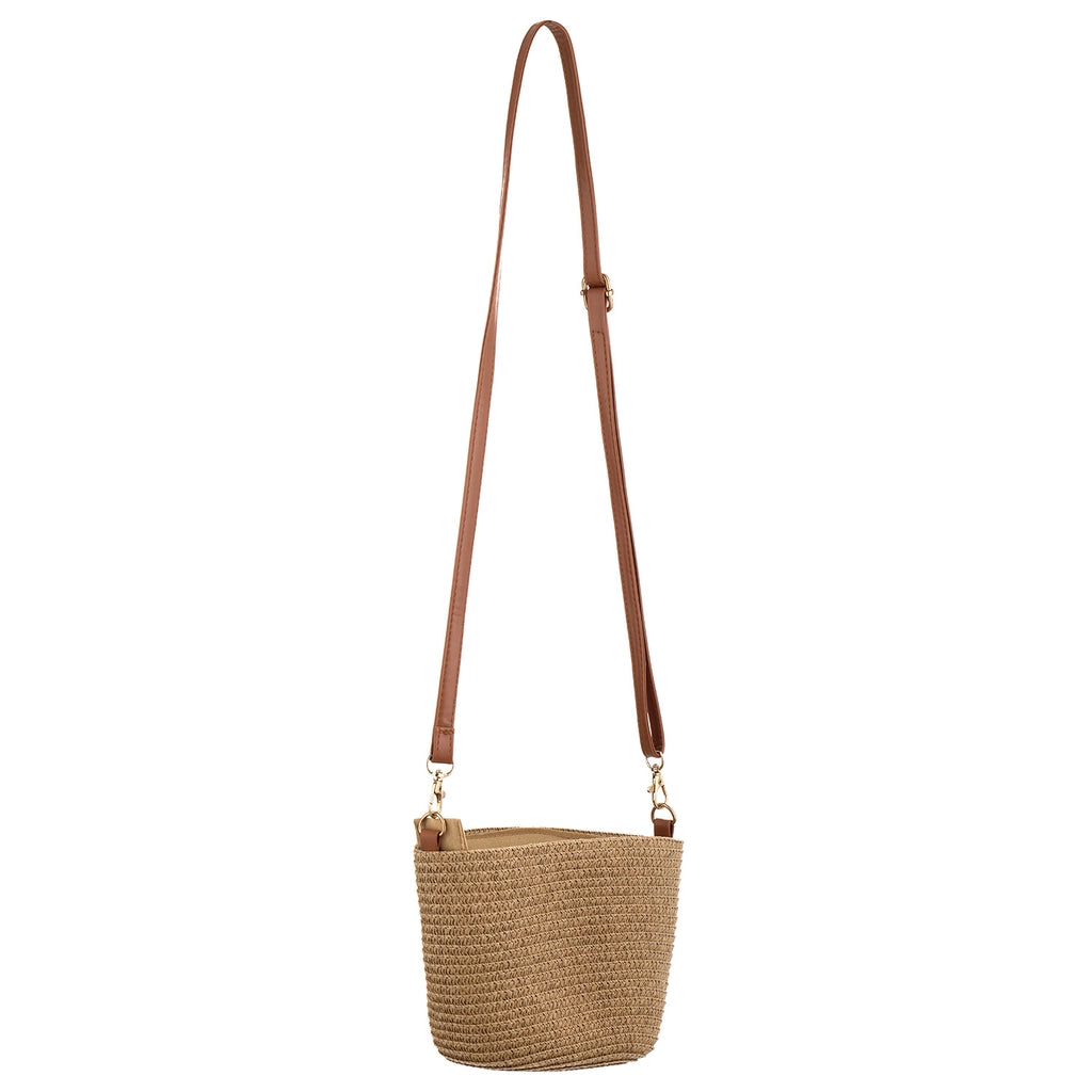 Eklips Beige Mini Straw Bag